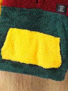 SHEIN Young Boy Casual Loose Plush Patchwork Hoodie Sweatshirt Boys Hoodies Toddler Boy Hoodies,In Fall/Winter