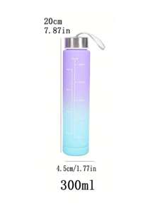 SHEIN 1 pièce Bouteille d'eau dégradée avec paille, bouteille de sport, grande capacité (2000 ml/800 ml/300 ml) pour les sports de plein air et la remise en forme avec mesure, retour à l'école, essentiels pour les vacances d'été à la plage, cadeau de Noël