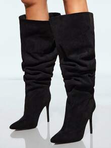 SHUZIA 女式简约细高跟休闲靴 - 黑色 - 查看 2