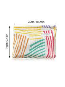 1 pieza Bolsa de cosméticos para mujer, bolsa de maquillaje a juego con estilo, portátil, con flores, colorida, con rayas, bolsa escolar, portaplumas, bolsa portátil para almacenar toallas sanitarias, bolsa con cierre de tela oxford para compresa menstrual, para regalo de Halloween y Navidad, estilo bohemio, vuelta al cole, útiles escolares