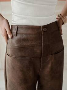 MOTF PREMIUM Pantalones rectos con bolsillo - Café integral - Ver 5