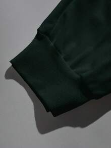 EURMUSE Men Letter Patched Detail Drawstring Waist Sweatpants - Dark Green - View 6