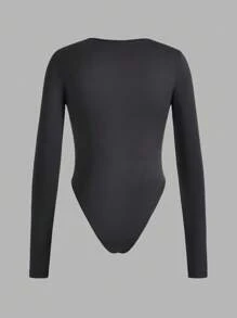 SHEIN EZwear 3pcs Women's Casual Minimalist Long Sleeve Bodysuit, Suitable For All Seasons Fall Clothes