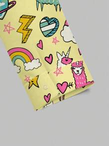 PopScrub Women All-Over Print Long Sleeve Uniform Jacket, Scrub Outerwear, Spring/Autumn - Yellow - View 4