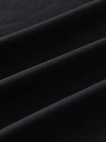 INAWLY Solid Round Neck Tee - Black - View 3