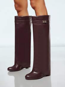 SHUZIA Giày bốt cao gót đế xuồng đế dày thoải mái hàng ngày cho nữ - Màu nâu Sô-cô-la - Xem 2