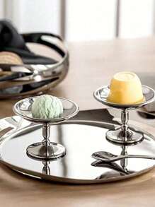 1 件装甜点盘不锈钢冰淇淋杯，高杯碗下午茶布丁甜点杯可爱盘子烛台