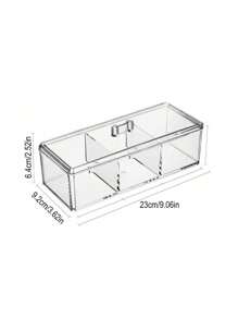 SHEIN 1 件塑料化妆品收纳盒，化妆品收纳盒家用桌面棒卸妆透明防尘高品质收纳整理盒，储物容器，简约透明化妆品收纳盒，用于整理化妆调色板、指甲发饰、化妆品和美容用品，化妆梳妆台收纳盒，浴室收纳盒，圣诞节节日礼物赠送，返校 - 無色 - 查看 9