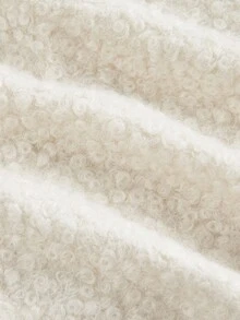 SHEIN MOD Chaqueta corta de peluche de moda con botones de perlas falsas y manga larga para mujer