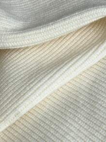 Elenzga Maglione elegante da donna taglie forti con lavorazione a maglia a contrasto e nodo, autunnale - Beige - Visualizzare 3