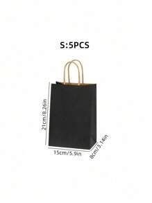 5 件/20 件带手柄牛皮纸礼品袋，简约纯色矩形礼品包装袋，手提袋，适合派对、购物、圣诞节
