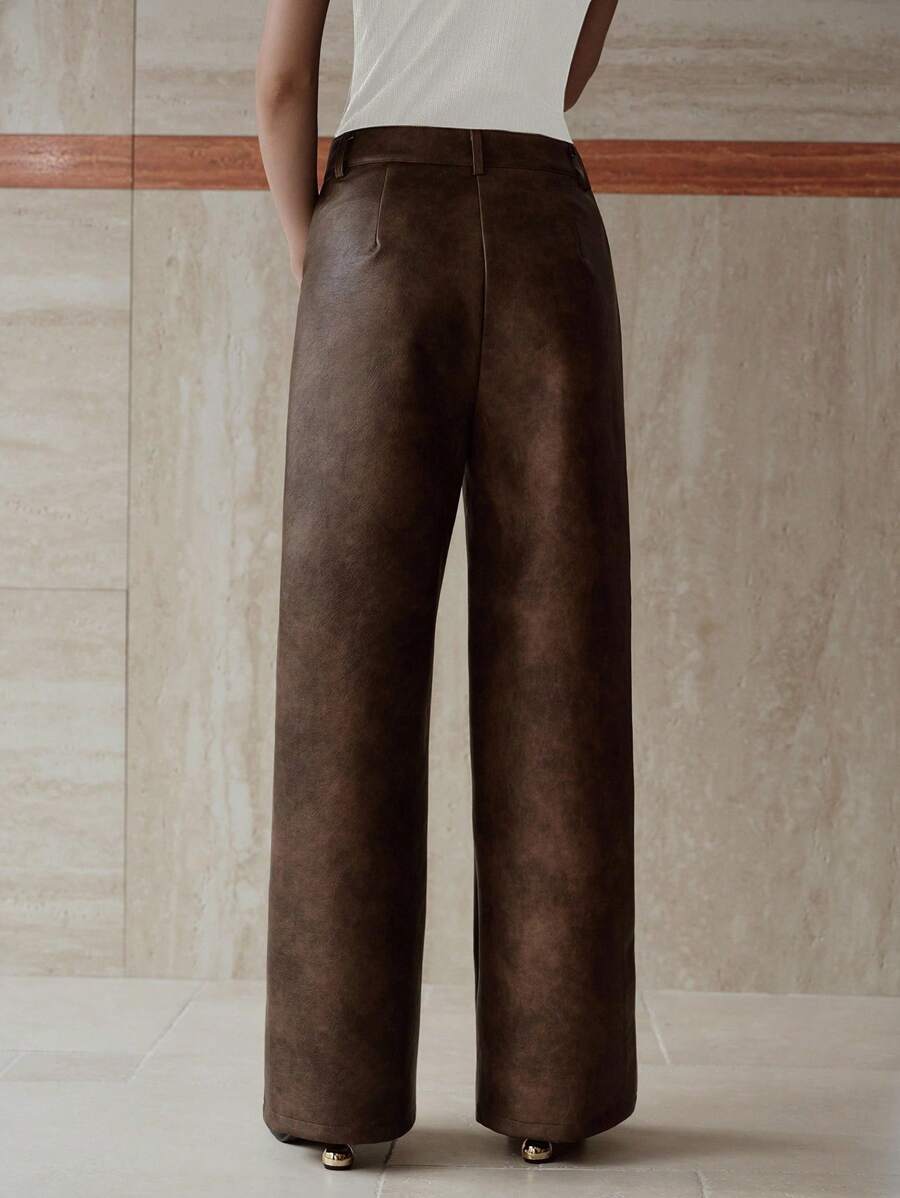 MOTF PREMIUM POCKET STRAIGHT LEG PANTS - Coffee Brown - View 2
