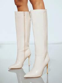 SHUZIA Women's Glamorous Sexy Pointy Toe Stiletto Heel Boots - White - View 3