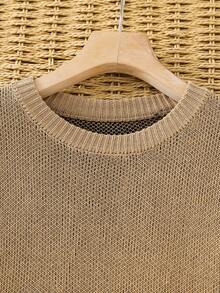 SHEIN Tween-Jungen Lässiger Rundhalspullover mit Buchstabengrafik im koreanischen Stil, lockerer Strick, geeignet für Pendeln, Schule, Alltagskleidung, Sport, Herbst/Winter - Khaki - Übersicht 6