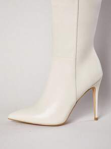 SHUZIA Women's Glamorous Sexy Pointy Toe Stiletto Heel Boots - White - View 6