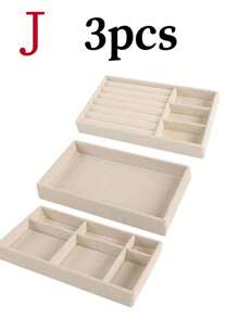 Jewelry Tray Organizer, Jewelry Necklace Earring Ring Display Storage Box, Stackable Jewelry Holder Case Makeup Cosmetic Organizer For Earrings Necklace Rings Bracelets Pendants Pearl - Beige - View 24
