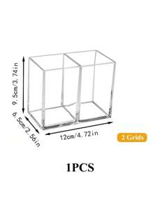 1 pieza Caja transparente para brochas de maquillaje, contenedores de almacenamiento multifuncionales y caja de almacenamiento, simple organizador de escritorio para útiles de oficina y portalápices, soporte transparente de plástico para brochas de maquillaje, ideal para organizador de tocador de baño, adecuado para organizador de gran capacidad para brochas y lápices de cejas, artículos escolares, bandeja adecuada para mesas de maquillaje y encimeras de baño, decoración del hogar (2 o 3 compartimentos)