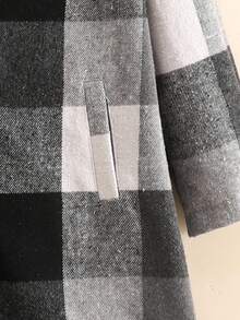 SHEIN Tween Girl Casual Plaid Midi Overcoat, Comfortable & Minimalist, Autumn/Winter Fall - Khaki - View 4