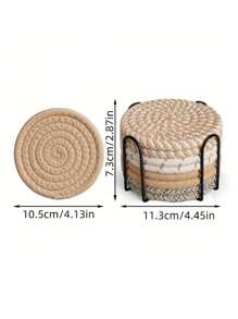 8pcs Pack Coasters With Holder, Minimalist Table Woven Coasters, Kitchen Table Heat-Resistant Coasters And Thick Insulation Pads For Kitchen Decor,4 Colors Assorted Coaster Set For Home Decor, Living Room Decor, Kitchen Decor Tabletop Protection Suitable For Kinds Of Cups, Christmas For Holiday Gift Giving