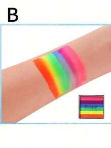 1 pieza Paleta de acuarela de 6 colores arco iris, kit de arte facial lavable para volver a la escuela - Multicolor - Ver 15