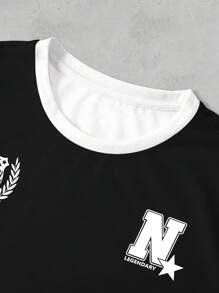 Manfinity Dauomo American Simple Casual Street Sense Retro Polka Dot Number Combination Letters Sports College Style Men's T-Shirt - Multicolor - View 3