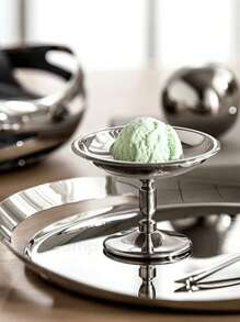 1 件装甜点盘不锈钢冰淇淋杯，高杯碗下午茶布丁甜点杯可爱盘子烛台