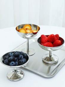 1 件装甜点盘不锈钢冰淇淋杯，高杯碗下午茶布丁甜点杯可爱盘子烛台