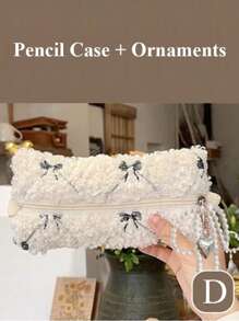 1 件蝴蝶结笔袋刺绣笔袋，女士/学生文具收纳袋，耳机收纳配件，返校，可爱多功能收纳袋，铅笔盒，化妆包，文具，化妆品，护肤品，口红，刷子，硬币，小物件，返校，学校用品 - 彩色 - 查看 16