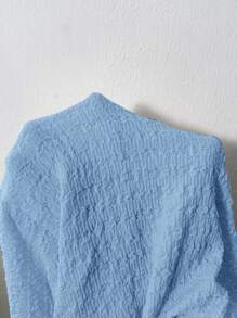 Easowa 女士杏色针织纹理长款修身连衣裙，休闲 - 藍色 - 查看 7