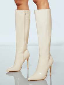 SHUZIA 女士迷人性感尖头细高跟靴 - 米色 - 查看 3