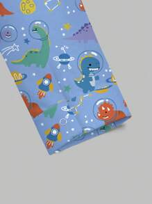 PopScrub Women's Cartoon Dinosaur Print Long Sleeve Front Open Nursing Scrub Uniform Jacket - Blue - View 4