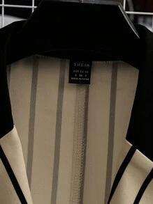 GlowEve Conjunto de chaleco y pantalones cortos con estampado de rayas y patchwork en la cintura