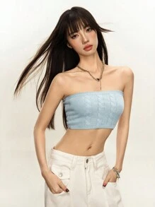 Rina Fox 性感吊带背心+扭纹开衫 - 藍色 - 查看 4