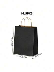 5 件/20 件带手柄牛皮纸礼品袋，简约纯色矩形礼品包装袋，手提袋，适合派对、购物、圣诞节