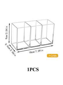 1 pieza Caja transparente para brochas de maquillaje, contenedores de almacenamiento multifuncionales y caja de almacenamiento, simple organizador de escritorio para útiles de oficina y portalápices, soporte transparente de plástico para brochas de maquillaje, ideal para organizador de tocador de baño, adecuado para organizador de gran capacidad para brochas y lápices de cejas, artículos escolares, bandeja adecuada para mesas de maquillaje y encimeras de baño, decoración del hogar (2 o 3 compartimentos)