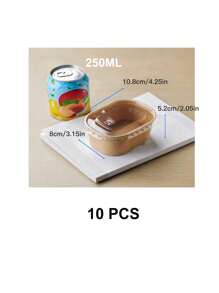 10pcs/20pcs/30pcs Disposable Snacks & Nuts Packaging Box, Kraft Paper Packing Box With PET Cover, Sturdy And, Restaurant Dedicated Packing Box, Student And Adult Lunch Box, Fruit Platter Packaging Box, Outdoor Picnic Packing Box