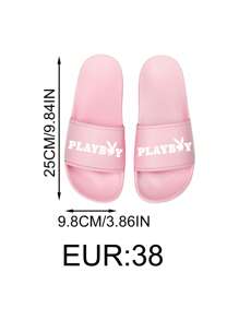 Missguided x Playboy Comfort Slip On Pool Slides Summer Beach House Indoor Outdoor Slippers Bath Shower Sandals Anti Slip Sole - Pink - View 7