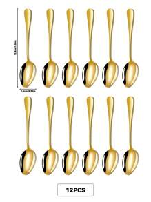 2/4/6/12件不锈钢咖啡/茶/甜点勺，适用于厨房、酒店、咖啡厅、学校用品 - 金色 - 查看 9