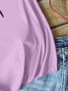 SHEIN LUNE Women Summer Round Neck Butterfly Print Tank Top Graphic Tees Women Tops - Purple - View 3