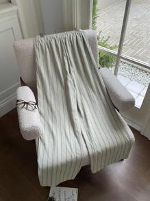 Comfortcana 绿色梭织条纹休闲度假阔腿裤 - 綠色 - 查看 2