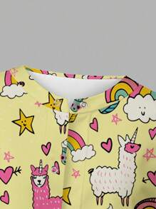 PopScrub Women All-Over Print Long Sleeve Uniform Jacket, Scrub Outerwear, Spring/Autumn - Yellow - View 5