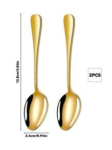 2/4/6/12件不锈钢咖啡/茶/甜点勺，适用于厨房、酒店、咖啡厅、学校用品 - 金色 - 查看 11
