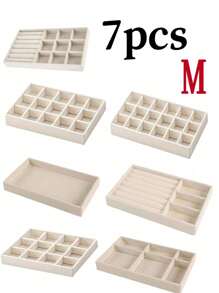 Jewelry Tray Organizer, Jewelry Necklace Earring Ring Display Storage Box, Stackable Jewelry Holder Case Makeup Cosmetic Organizer For Earrings Necklace Rings Bracelets Pendants Pearl - Beige - View 22