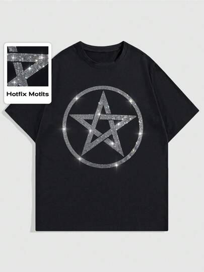 Street Life Casual Fashion Star Round Neck Short Sleeve Men T-Shirt