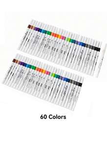 12/24/48/60 Colors Acrylic Paint Marker Pens, Suitable For Drawing And Art DIY Creation, Waterproof, Washable, Can Be Used For Painting On Fabric, Glass, Ceramic, Plastic And Most Surfaces,Paint Stationery For Art DIY Creation, Sketching, And Creating Beautiful Artworks In Offices, Schools, Students, Stationery, And School Supplies