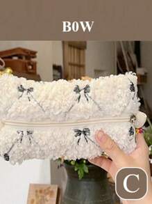 1 件蝴蝶结笔袋刺绣笔袋，女士/学生文具收纳袋，耳机收纳配件，返校，可爱多功能收纳袋，铅笔盒，化妆包，文具，化妆品，护肤品，口红，刷子，硬币，小物件，返校，学校用品 - 彩色 - 查看 15