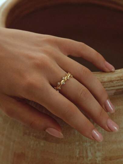 Opalesca 1 件纹理、金属、水钻、扭结金戒指，优雅、可爱、奢华，适合工作、派对、休闲、婚礼、节日、度假、露营、Y2K、妈妈、女士、女孩、秋季、冬季、节日、假日、度假、老钱、万圣节