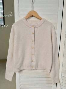 Franclia Women Elegant Simple Versatile Cardigan Fall Winter Cloth For Women - Beige - View 3