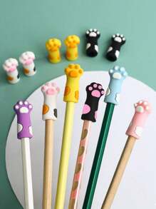 2件/5件/10件可爱猫爪形铅笔帽/卡通铅笔盒，硅胶保护套和铅笔帽，适合小学生、男孩和女孩返校