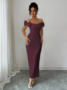 Elenzga Vestido Longo Elegante Sem Mangas Feminino com Decoração de Laço, Casual para Ir ao Trabalho, Férias, Chá da Tarde, Festa, Cor Sólida, Estilo Francês Romântico Siciliano, Primavera/Verão